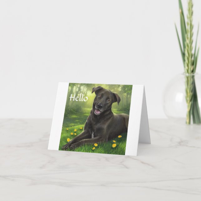 Bonjour Black Labrador Retriever Carte de voeux (Devant)