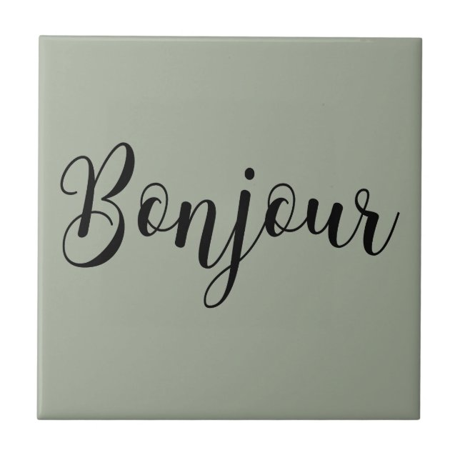 Bonjour-blackText Fliese (Vorderseite)