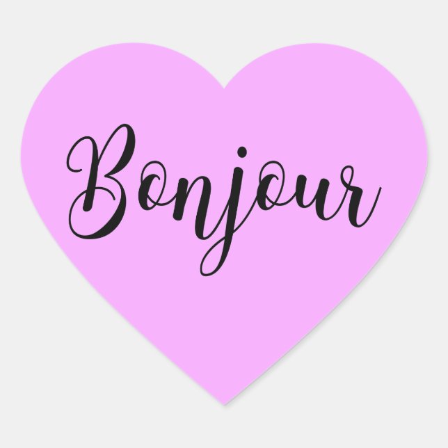 Bonjour-blackText Herz-Aufkleber (Vorderseite)