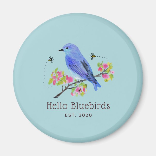 Bonjour Bluebird Magnet - Bleu (Devant)