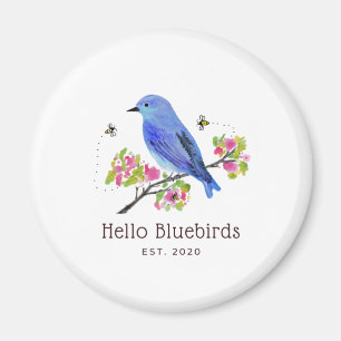Bonjour Bluebirds Magnet - Blanc