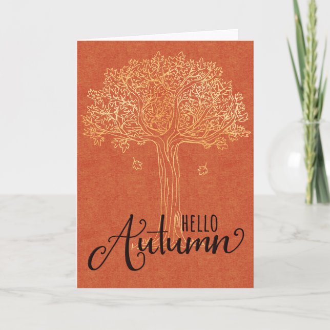 Bonjour Carte d'automne - Beau arbre d'or (Devant)