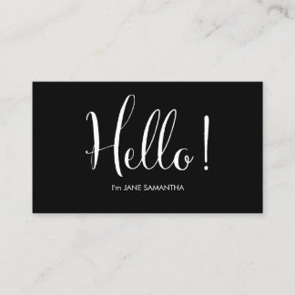 Bonjour ! Carte de visite noir minimaliste