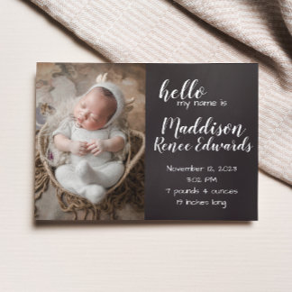 Bonjour Chalkboard faire-part de naissance avec ph