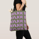 Bonjour | Chic Olive and Lilac Bold Typografy Tasche<br><div class="desc">Bonjour | Chic Olive and Lilac Bold Typografy Tote Bag</div>