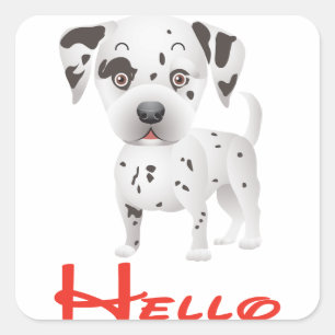 Bonjour Chien Chiot Dalmatien Autocollant / Étique