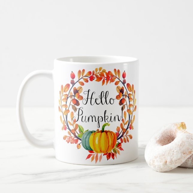 "Bonjour Citrouille !" Mug de café en germe d'auto (Avec donut)