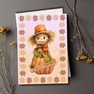 Bonjour Citrouille Scarecrow Halloween Carte de vo