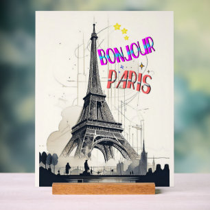 Bonjour Colorful Paris Acrylschild