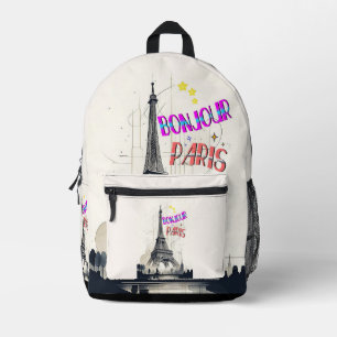 Bonjour Colorful Paris Bedruckter Rucksack