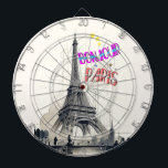 Bonjour Colorful Paris Dartscheibe<br><div class="desc">Bonjour farbenfroh Paris. Metallrahmen Dartscheibe. Kaufen Sie die besten Geschenke am Eiffelturm Tag 31 März für Ihre Freunde,  Mädchen,  Jungen,  Brüder,  Schwestern,  Eltern und Großeltern. #eiffeltowerday #T - Shirt</div>