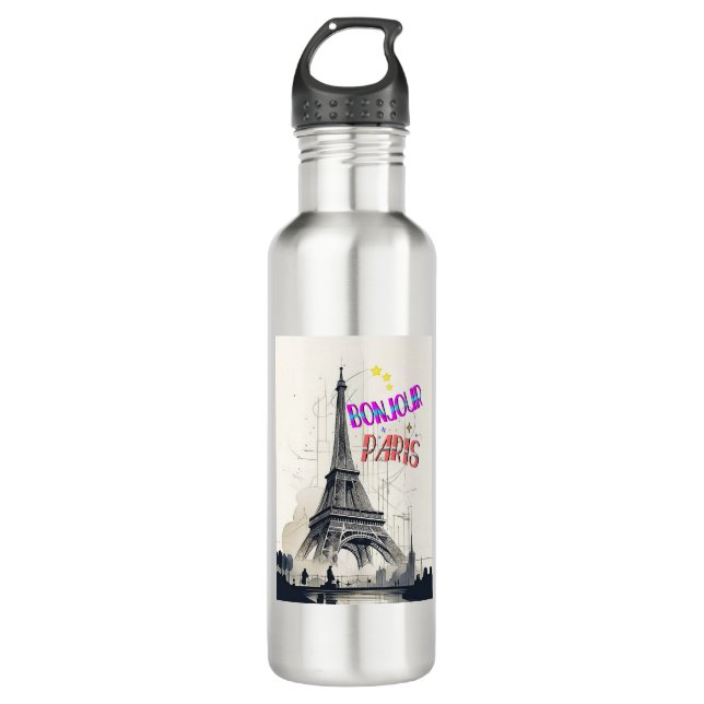 Bonjour Colorful Paris Edelstahlflasche (Vorderseite)