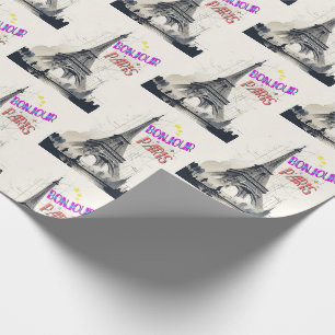 Bonjour Colorful Paris Geschenkpapier