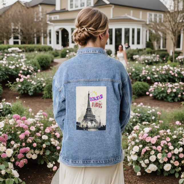 Bonjour Colorful Paris Jeansjacke (Hochzeit Rückseite)