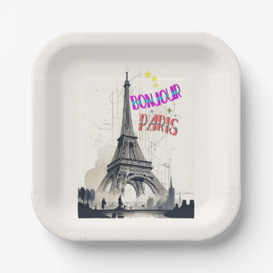 Bonjour Colorful Paris Pappteller