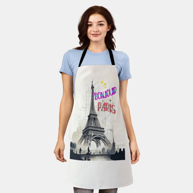 Bonjour Colorful Paris Schürze (Getragen)