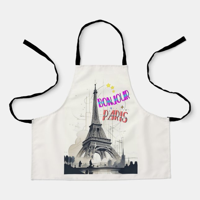 Bonjour Colorful Paris Schürze (Vorderseite)
