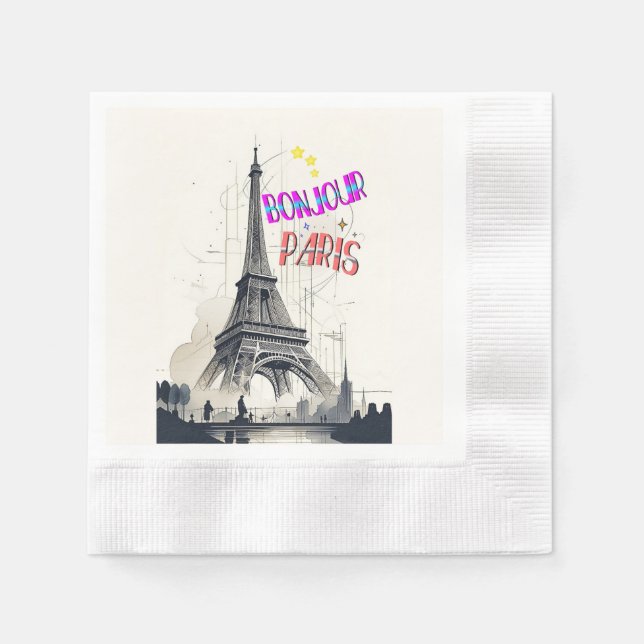 Bonjour Colorful Paris Serviette (Vorderseite)