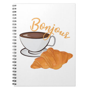 Bonjour Croissant Coffee Breakfast - French Café Notizblock