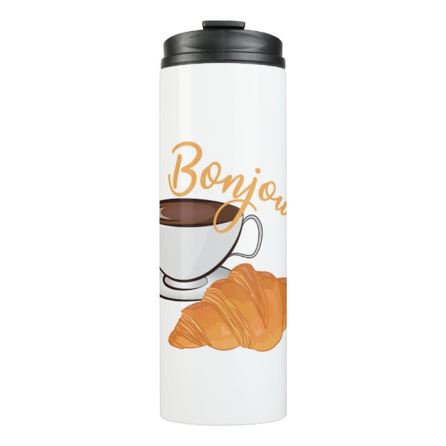 Bonjour Croissant Coffee Breakfast - French Café Thermosbecher (Vorderseite)