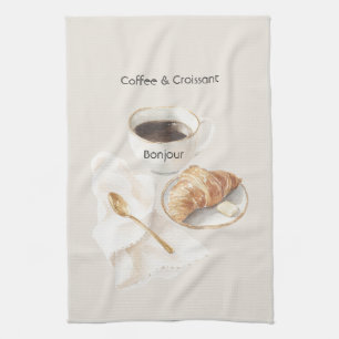 Bonjour Croissant & Kaffee Geschirrtuch