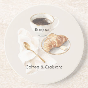 Bonjour Croissant & Kaffee Getränkeuntersetzer