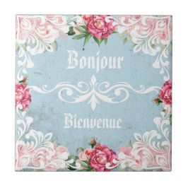 Bonjour Custom text trendy Französisch Vintag Ephe Fliese