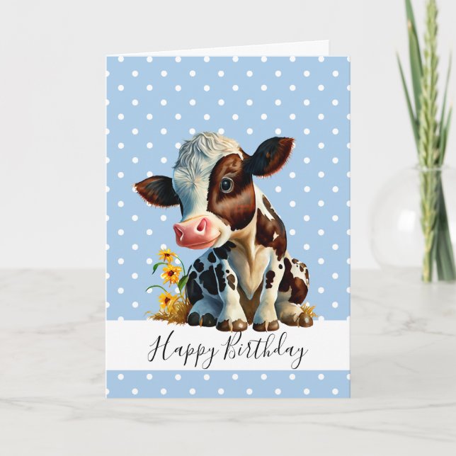 BONJOUR D'ANNIVERSAIRE CUTE GARÇON CARTE DE VACHE  (Devant)