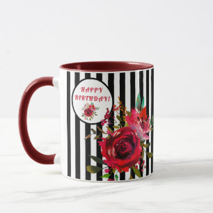 BONJOUR D'ANNIVERSAIRE ÉTONNANT FLORAL CAFÉ MUG