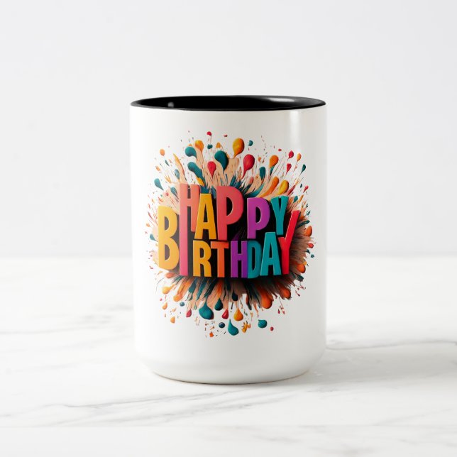 BONJOUR D'ANNIVERSAIRE Tasse à deux tons (Centre)