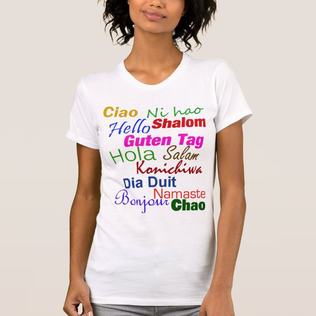 Bonjour dans le T-shirt de beaucoup de langues (Devant)
