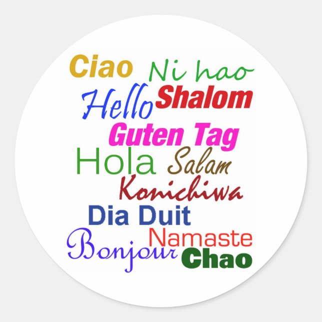 Bonjour Dans Plusieurs Langues Sticker (Devant)
