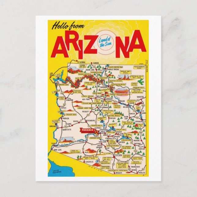Bonjour de Arizona Carte Vintage (Devant)