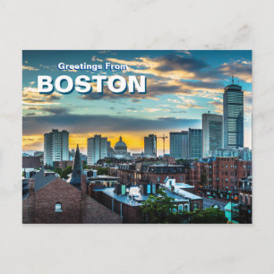 Bonjour de Boston City Skyline Carte Postale