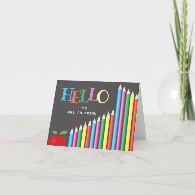 Bonjour De L'Enseignant Pencils Colorés Chalkboard (Devant)