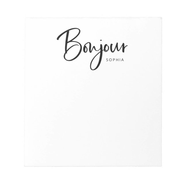 Bonjour | Elegante und moderne französische Schrif Notizblock (Vorderseite)