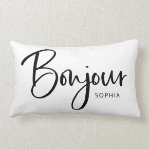 Bonjour   Elegante und moderne schwarze französisc Lendenkissen