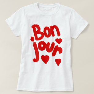 "Bonjour En Coeur", Weißes T-Shirt