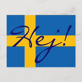 Bonjour en Hej suédois ! Carte postale Drapeau sué