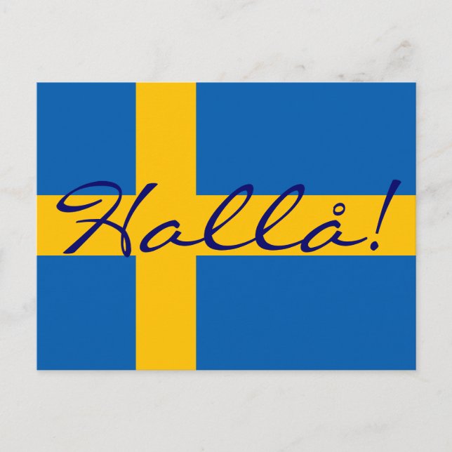 Bonjour en suédois Hallå ! Carte postale Drapeau s (Devant)
