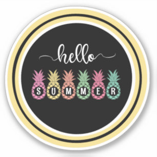 Bonjour Été Ananas Custom-Cut Vinyl Sticker