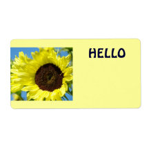 Bonjour Étiquettes de nom Tournesols jaunes Fleurs