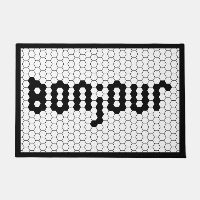 Bonjour Faux Hex Tile Black & White Fußmatte (Vorderseite)