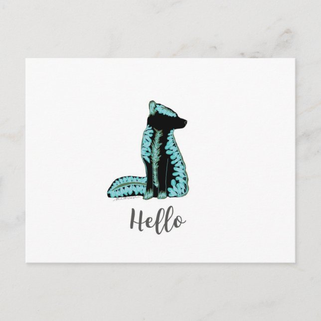 "Bonjour" Folk Fox carte postale Voyage World USA (Devant)