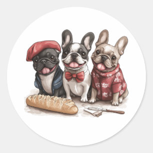 Bonjour Französische Bulldoggen Runder Aufkleber