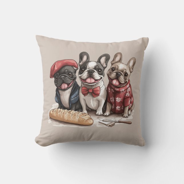 Bonjour French Bulldogs Kissen (Vorderseite)