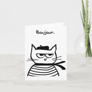 Bonjour French Cat Funny Karte