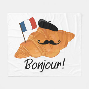 Bonjour French Croissant - Frankreich Funny Food Fleecedecke