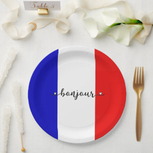 Bonjour French Flag Colors Pappteller