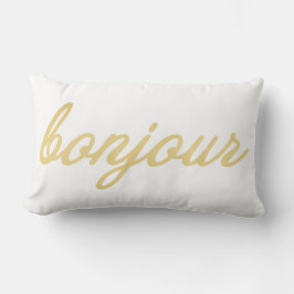 Bonjour Gold Script White Lendenkissen